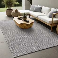 Tapis Maldives extérieur design boho, Gris, 140 x 200 cm