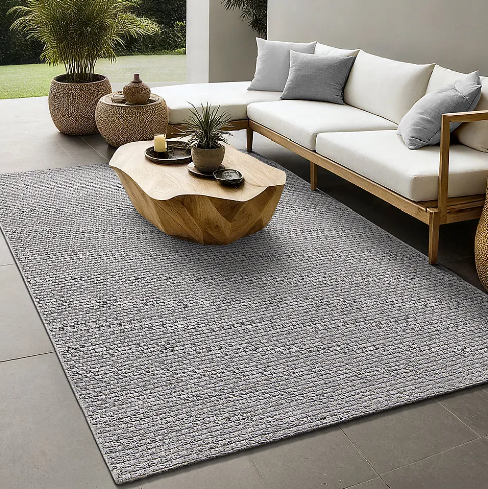 Tapis Maldives extérieur design boho, Gris, 140 x 200 cm