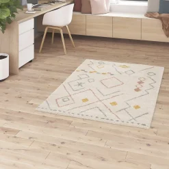 Tapis Manzo Berbère GoodHome beige et pastel L.120 x l.170 cm