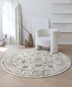 Tapis Mila brillant, classique ancien, Crème, 200 cm Rond