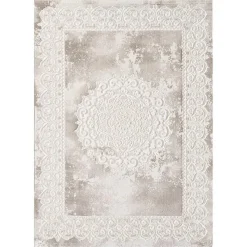 Tapis oriental tissé motif ancestral LYN7 BALROD, beige