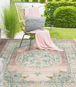 Tapis Palma extérieur Oriental, Rose, 120 cm Rond