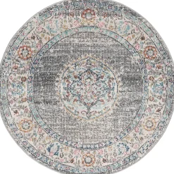 Tapis Palma extérieur Oriental, Gris, 120 cm Rond