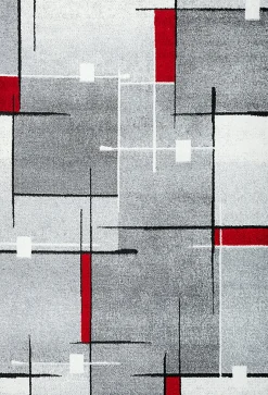 Tapis Pearl moderne salon découpe contour, Gris Rouge, 120 x 160 cm