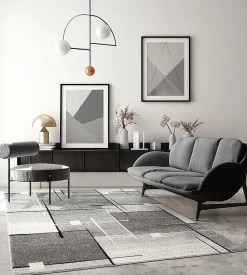 Tapis Pearl moderne salon découpe contour, Gris, 120 x 160 cm