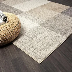 Tapis Pearl moderne salon découpe géométrique, Beige, 200 x 280 cm