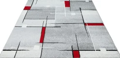 Tapis Pearl moderne salon découpe contour, Gris Rouge, 240 x 330 cm
