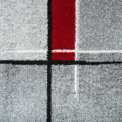 Tapis Pearl moderne salon découpe contour, Gris Rouge, 240 x 330 cm