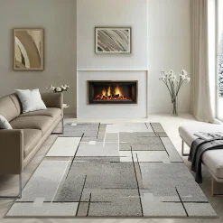 Tapis Pearl moderne salon découpe contour, Beige, 120 x 160 cm