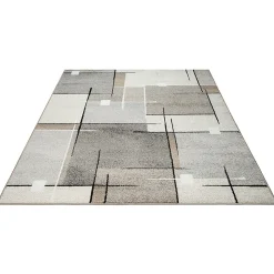 Tapis Pearl moderne salon découpe contour, Beige, 120 x 160 cm