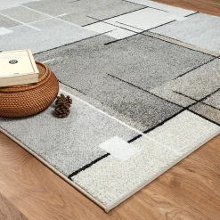 Tapis Pearl moderne salon découpe contour, Beige, 80 x 140 cm