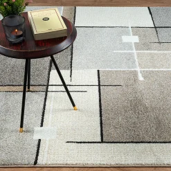 Tapis Pearl moderne salon découpe contour, Beige, 80 x 140 cm