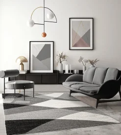 Tapis Pearl moderne salon moderne contour, Gris, 120 x 160 cm