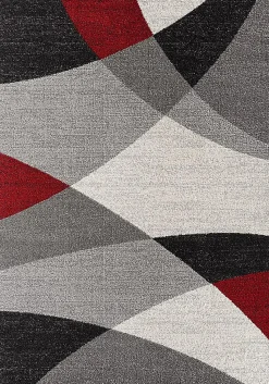 Tapis Pearl moderne salon moderne contour, Gris Rouge, 120 x 160 cm