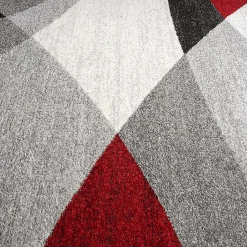 Tapis Pearl moderne salon moderne contour, Gris Rouge, 120 x 160 cm