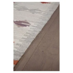 Tapis plat kilim avec franges laine et coton Folck 300x200 CM - Rouge