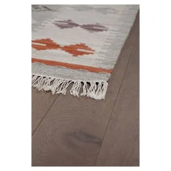 Tapis plat kilim avec franges laine et coton Folck 300x200 CM - Rouge