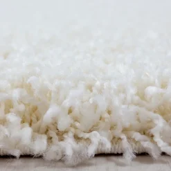 Tapis poils longs shaggy tissé motif uni UNI L, Crème