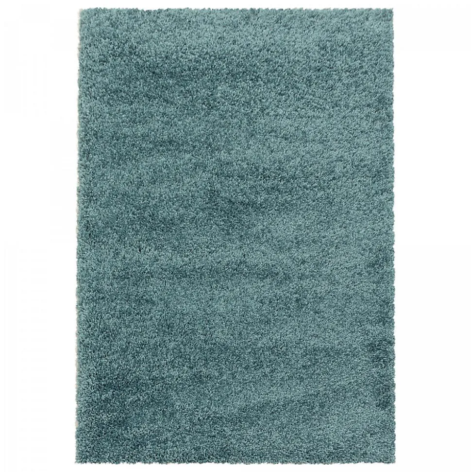 Tapis poils longs shaggy tissé motif uni UNI I, Bleu