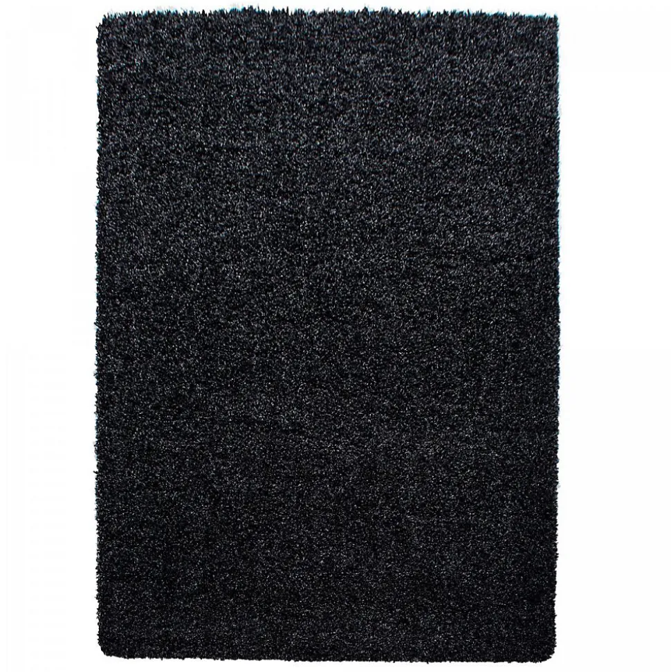 Tapis poils longs shaggy tissé motif uni UNI L, anthracite