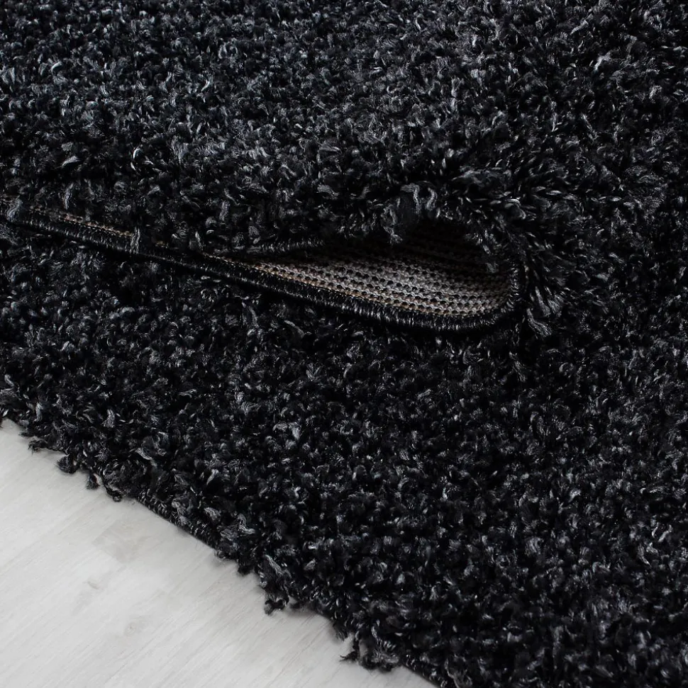 Tapis poils longs shaggy tissé motif uni UNI L, anthracite