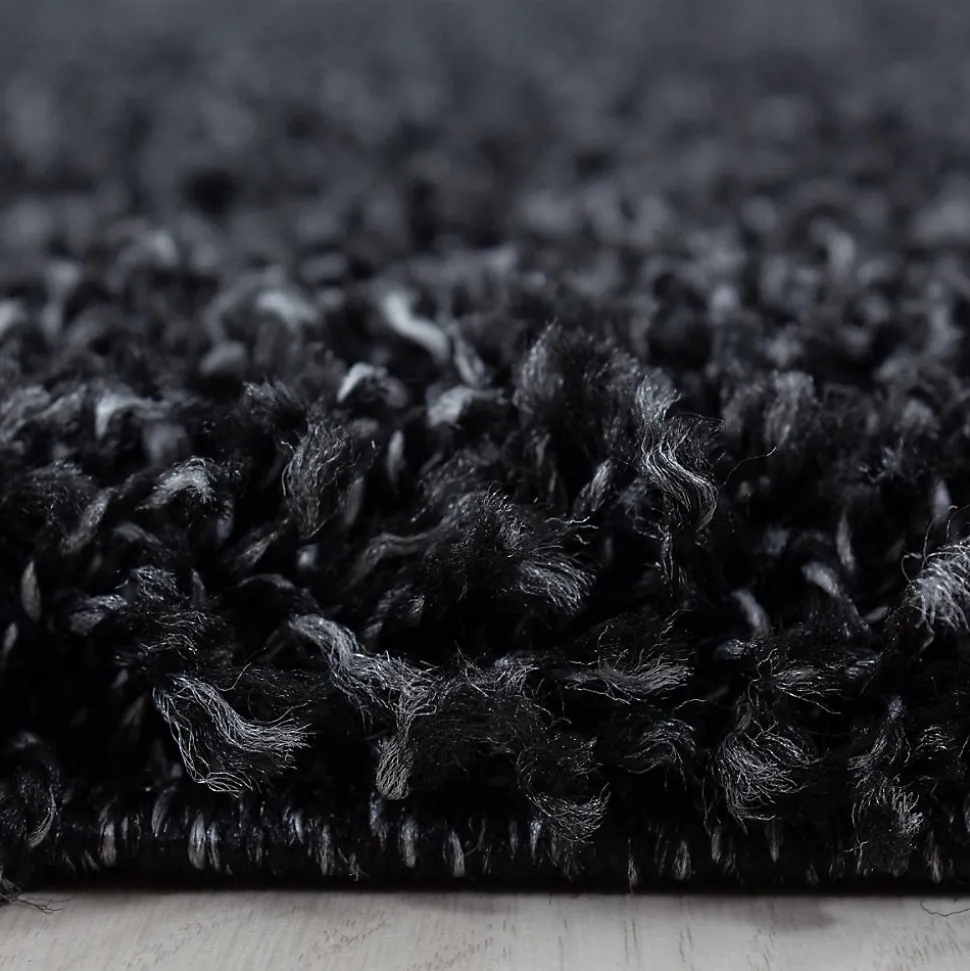 Tapis poils longs shaggy tissé motif uni UNI L, anthracite