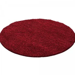 Tapis poils longs shaggy tissé motif uni UNI L, Rouge
