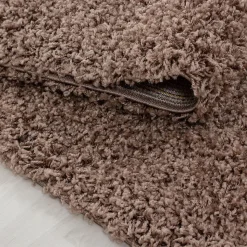 Tapis poils longs shaggy tissé motif uni UNI L, Mocca