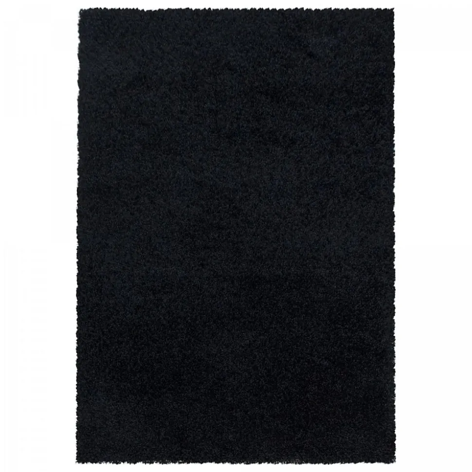 Tapis poils longs shaggy tissé motif uni UNI I, Noir