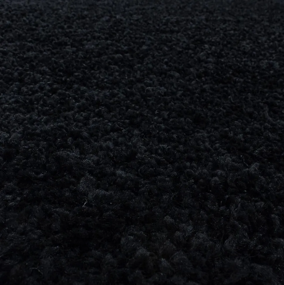 Tapis poils longs shaggy tissé motif uni UNI I, Noir