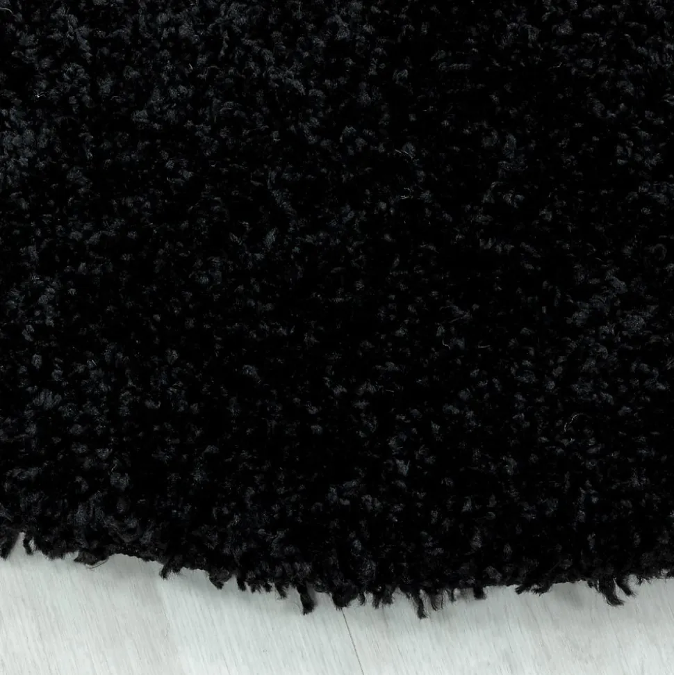 Tapis poils longs shaggy tissé motif uni UNI I, Noir