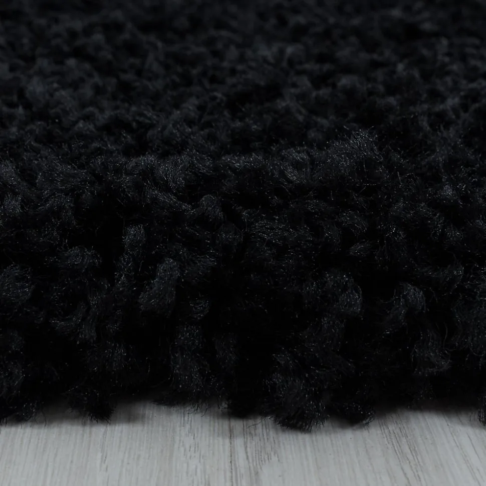 Tapis poils longs shaggy tissé motif uni UNI I, Noir