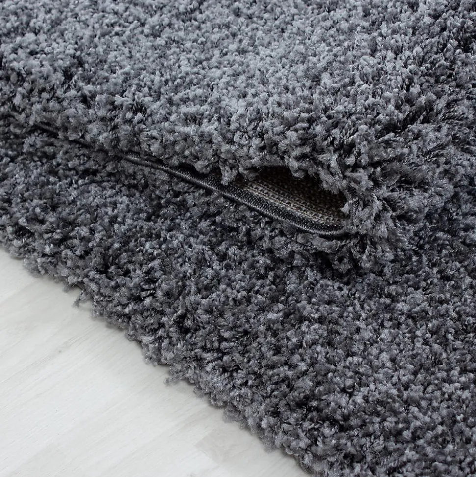 Tapis poils longs shaggy tissé motif uni UNI L, Gris