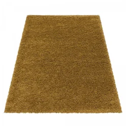 Tapis poils longs shaggy tissé motif uni UNI I, Or
