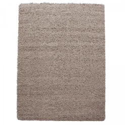 Tapis poils longs shaggy tissé motif uni UNI L, Beige