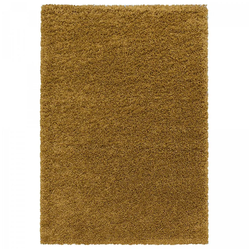 Tapis poils longs shaggy tissé motif uni UNI I, Or