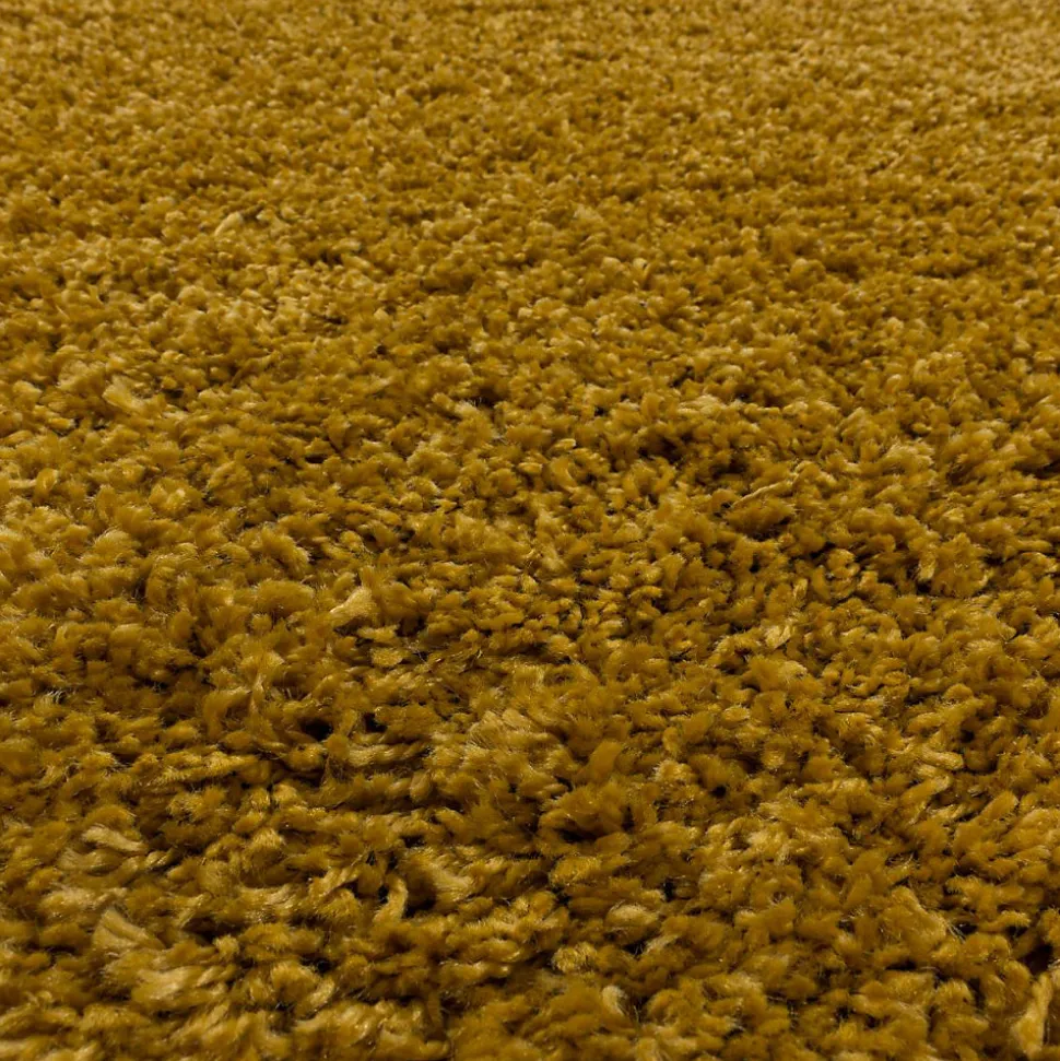 Tapis poils longs shaggy tissé motif uni UNI I, Or