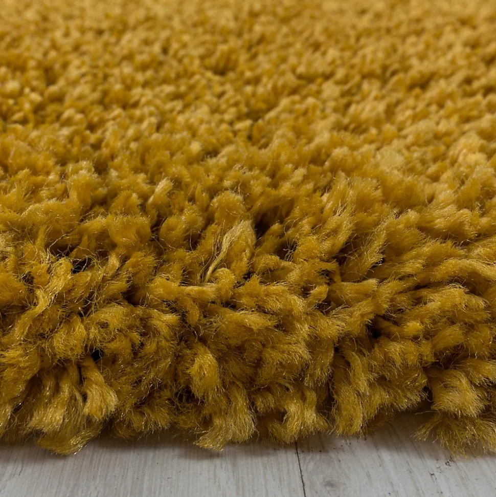 Tapis poils longs shaggy tissé motif uni UNI I, Or