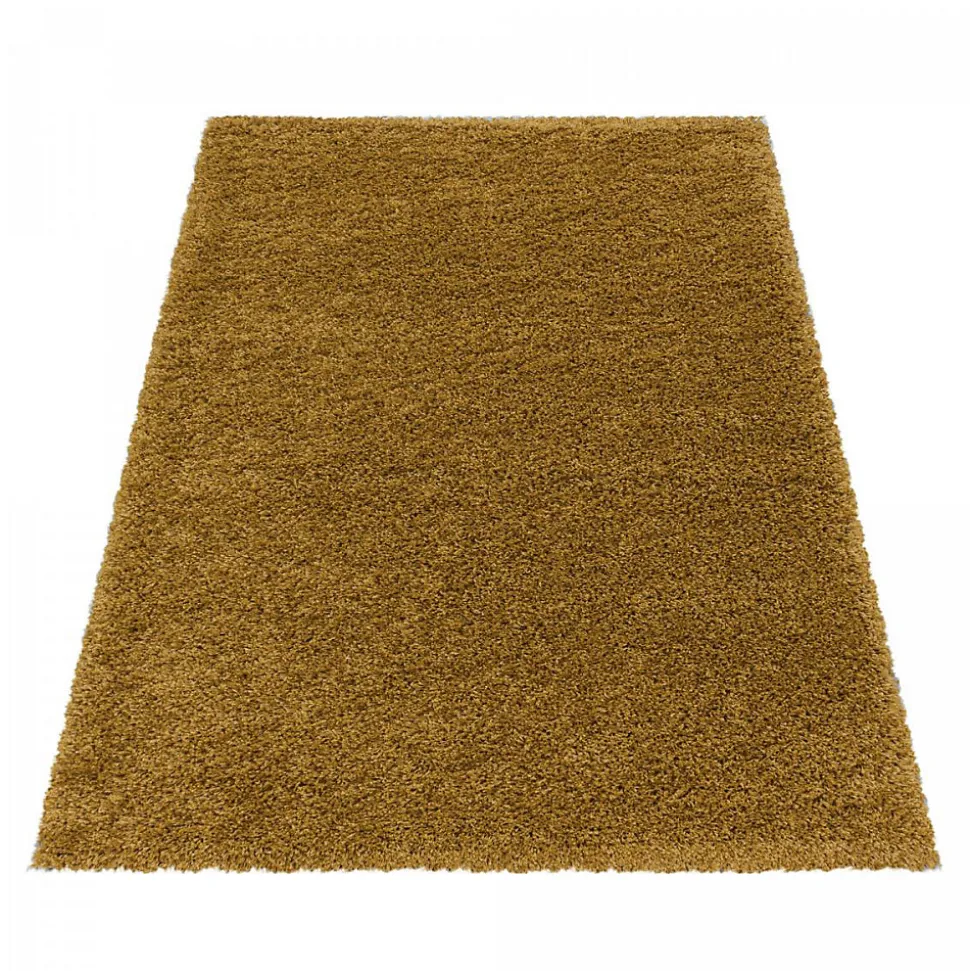 Tapis poils longs shaggy tissé motif uni UNI I, Or