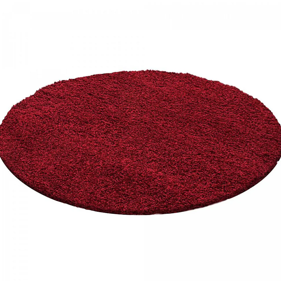 Tapis poils longs shaggy tissé motif uni UNI L, Rouge