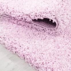 Tapis poils longs shaggy tissé motif uni UNI L, Rose