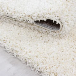 Tapis poils longs shaggy tissé motif uni UNI L, Crème