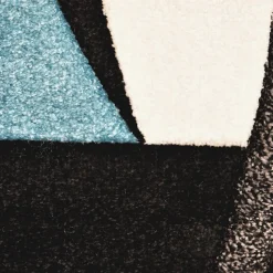 Tapis pour une chambre ou une entrée tissé motif géométrique VIRGULADA, bleu