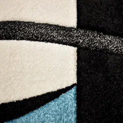 Tapis pour une chambre ou une entrée tissé motif géométrique DIAVIRGULE, bleu