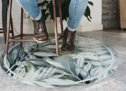 Tapis PVC rond Tulup fi150 cm Facile d'entretien Fleurs à l'aquarelle