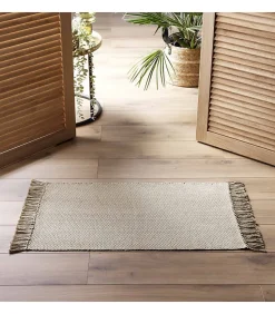 Tapis Rectangle (50 x 80 cm) Pietro, Coton & Polyester Tissé - 50x80cm - Beige