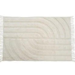 Tapis rectangle rétro 100% coton écru L.100 x l.150 cm
