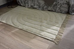 Tapis rectangle rétro 100% coton écru L.100 x l.150 cm
