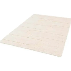 Tapis rectangulaire à poils longs motif géométrique écru 120 x 170 cm Oviala