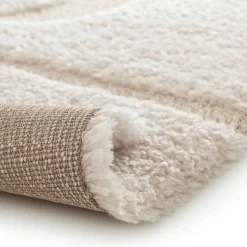 Tapis rectangulaire à poils longs motif géométrique écru 120 x 170 cm Oviala